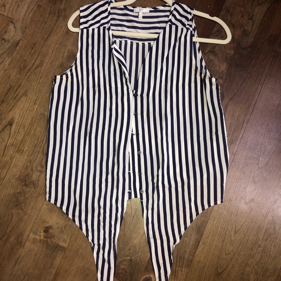 Silk striped tie waist JOIE top - Picture 2 of 3